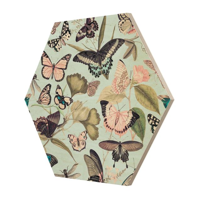 Billeder farvet Vintage Collage - Butterflies And Dragonflies