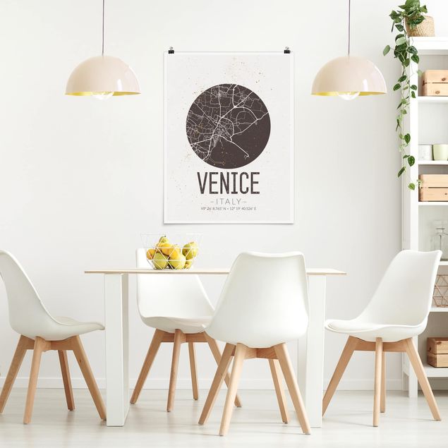 Plakater verdenskort Venice City Map - Retro
