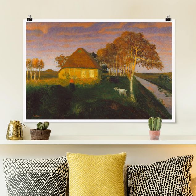 Kunst stilarter ekspressionisme Otto Modersohn - Moor Cottage in the Evening Sun