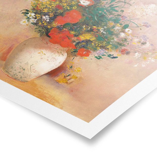Plakater kunsttryk Odilon Redon - Vase With Flowers (Rose-Colored Background)
