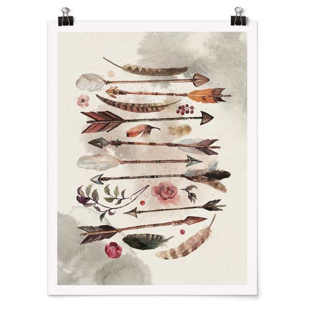 Billeder moderne Boho Arrows And Feathers - Watercolour