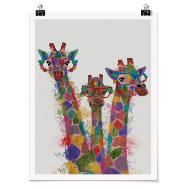 Billeder moderne Rainbow Splash Giraffe Trio