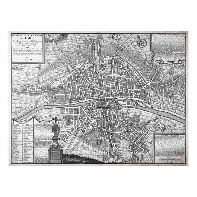 Billeder Paris Vintage Map City Of Paris Around 1600
