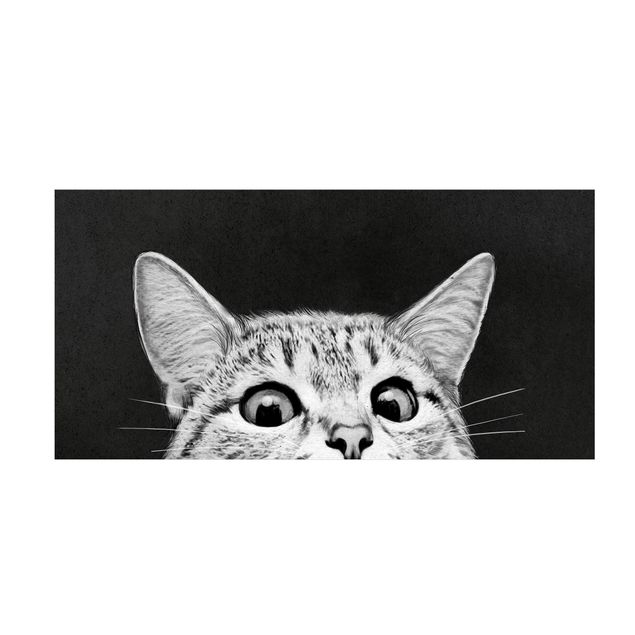Moderne tæpper Illustration Cat Black And White Drawing
