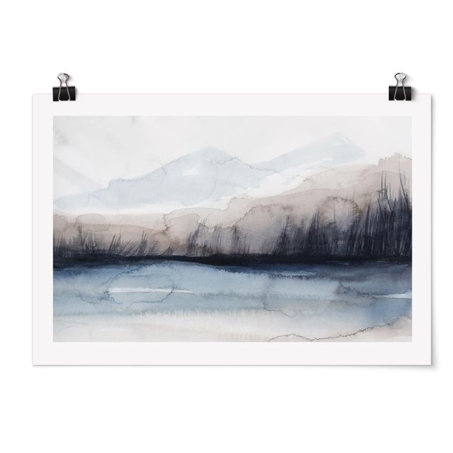 Plakater landskaber Lakeside With Mountains I