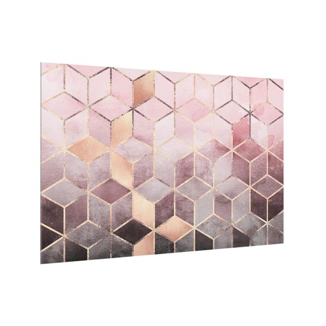 Stænkplader glas Pink Gray Golden Geometry