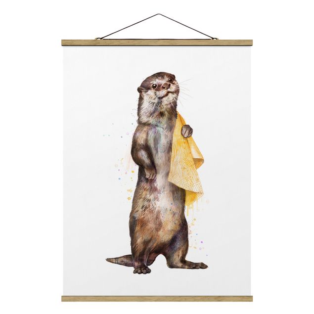 Billeder dyr Illustration Otter With Towel Painting White