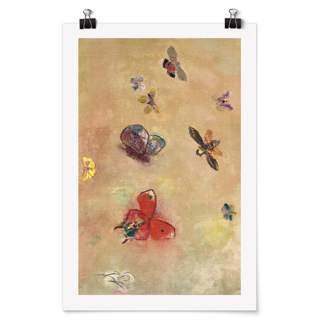 Plakater kunsttryk Odilon Redon - Colourful Butterflies