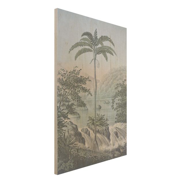 køkken dekorationer Vintage Illustration - Landscape With Palm Tree