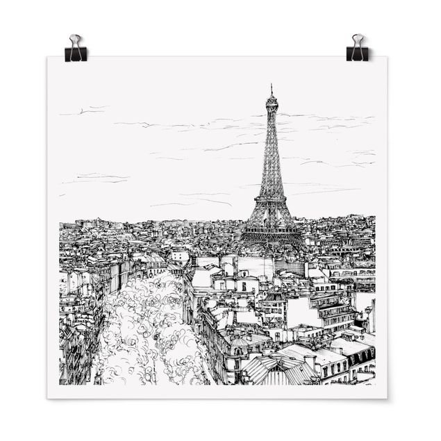 Plakater arkitektur og skyline City Study - Paris