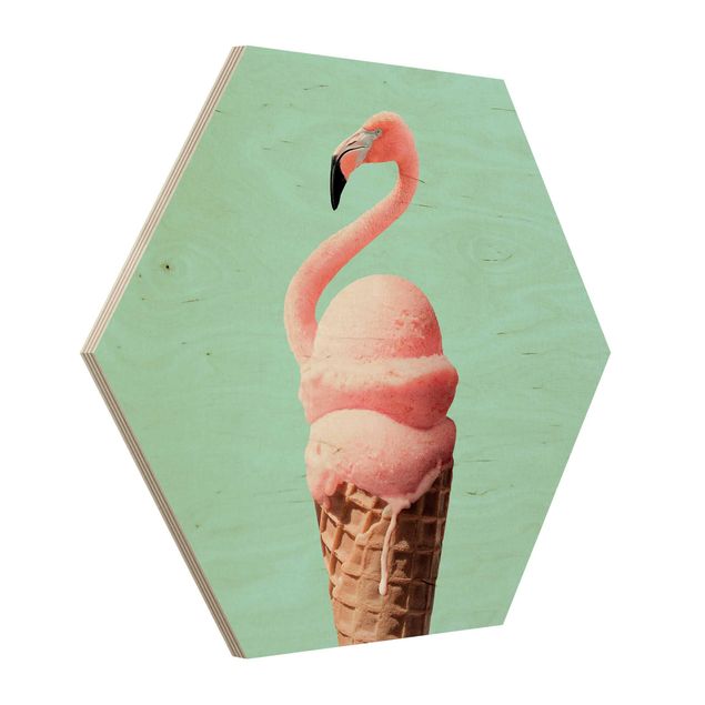 Sekskantede billeder Ice Cream Cone With Flamingo