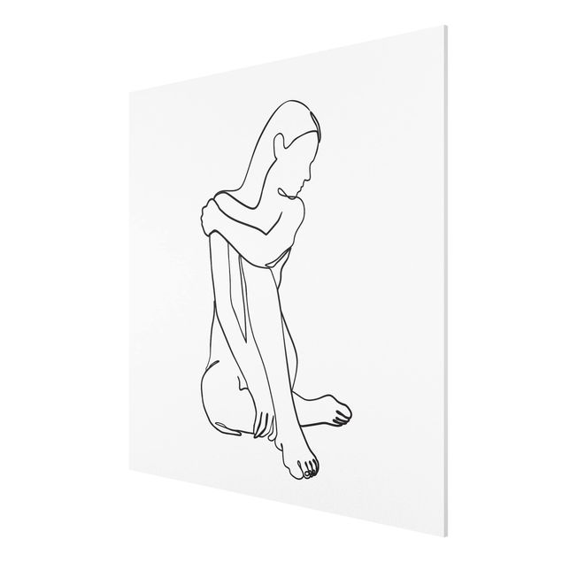 Billeder kunsttryk Line Art Woman Nude Black And White