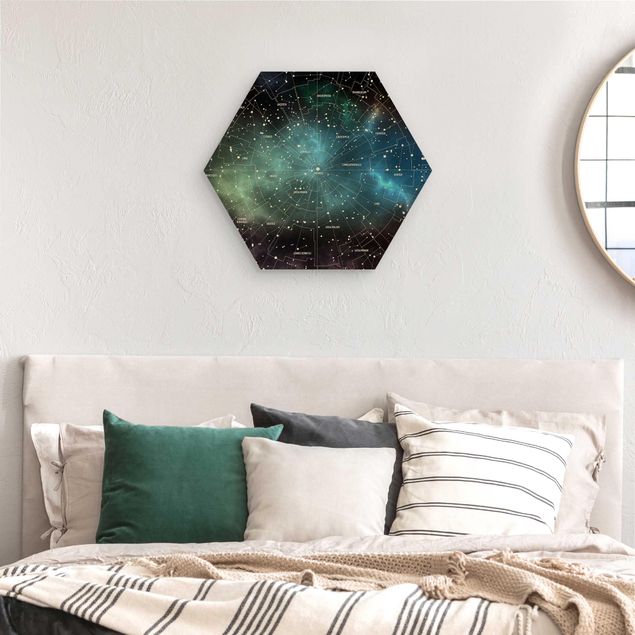 Prints på træ ordsprog Stellar Constellation Map Galactic Nebula