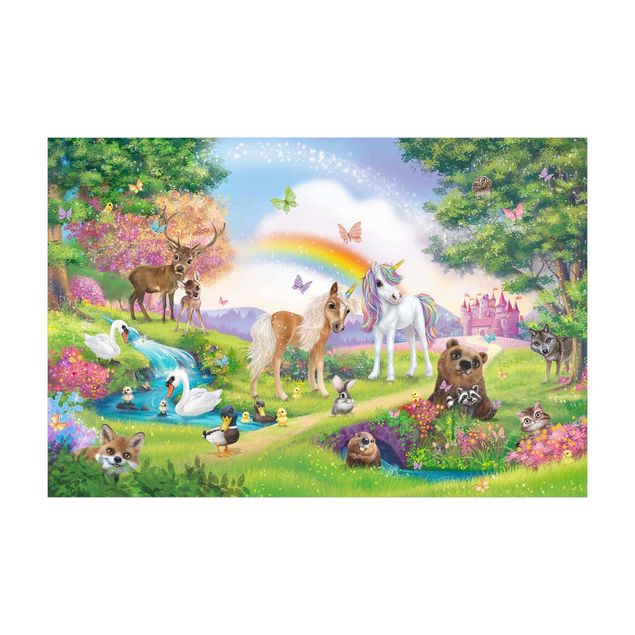regnbue tæppe børn Animal Club International - Magical Forest With Unicorn