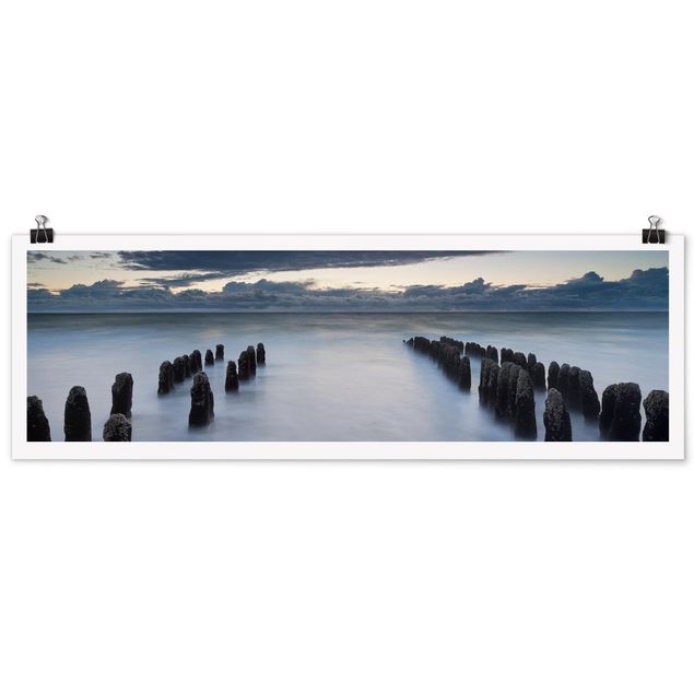 Plakater landskaber Old Wooden Posts In The North Sea On Sylt