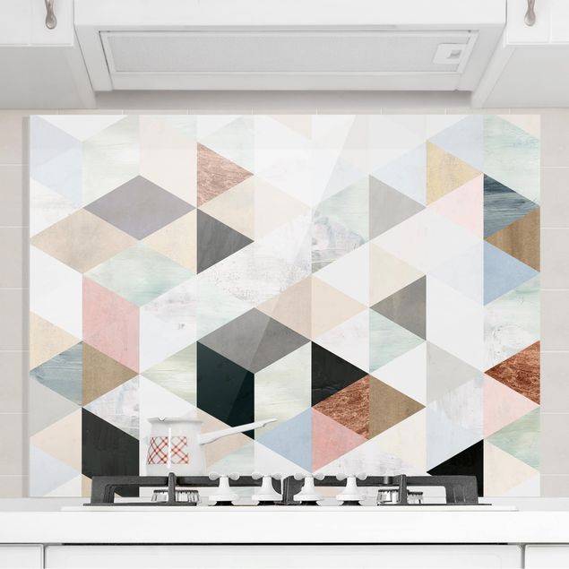 køkken dekorationer Watercolor Mosaic With Triangles I