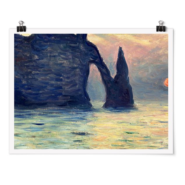 Billeder landskaber Claude Monet - The Cliff, Étretat, Sunset