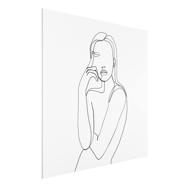 Kunst stilarter Line Art Pensive Woman Black And White
