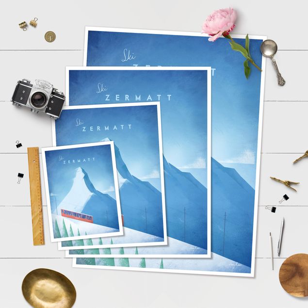 Billeder blå Travel Poster - Zermatt