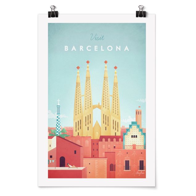 Plakater kunsttryk Travel Poster - Barcelona