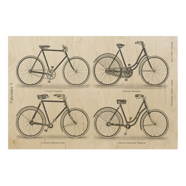 Prints på træ vintage Vintage Poster Bicycles