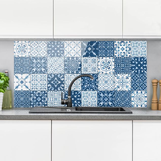 køkken dekorationer Tile Pattern Mix Blue White