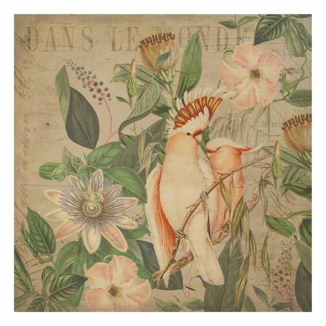 Prints på træ blomster Colonial Style Collage - Galah