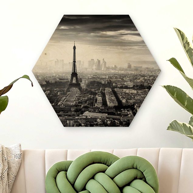 køkken dekorationer The Eiffel Tower From Above Black And White