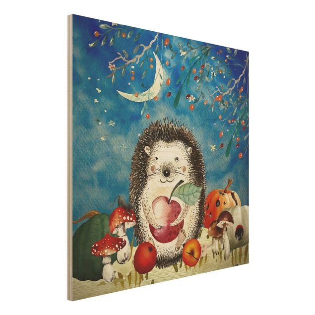 Børneværelse deco Watercolour Hedgehog In Moonlight