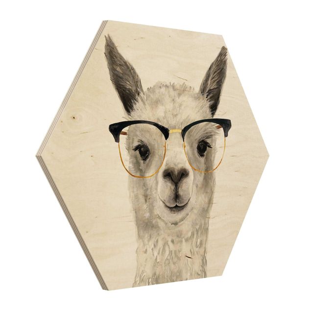 Sekskantede billeder Hip Lama With Glasses I