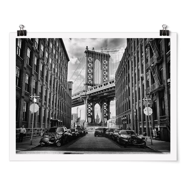 Plakater sort og hvid Manhattan Bridge In America