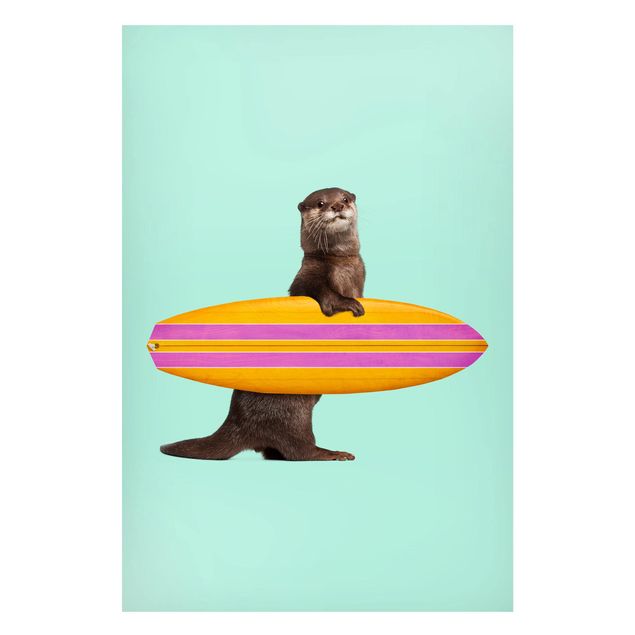 køkken dekorationer Otter With Surfboard
