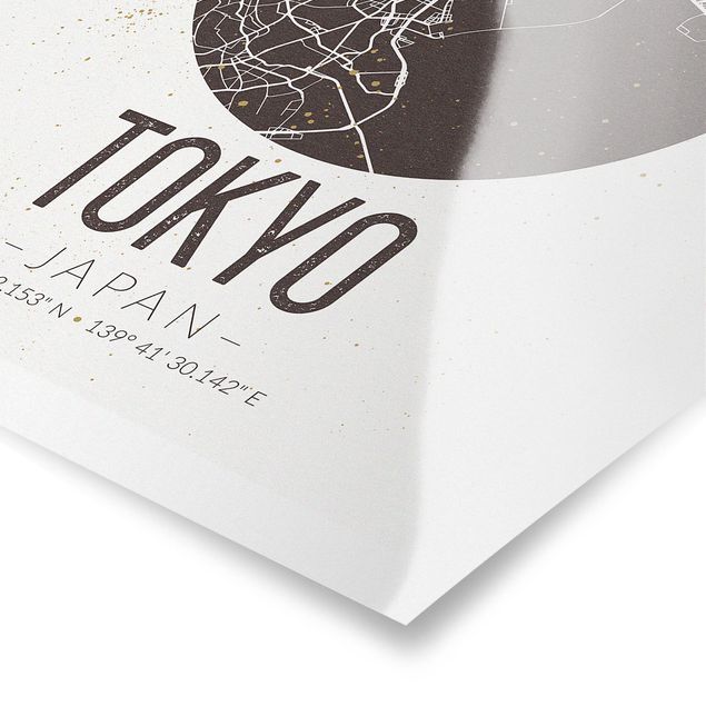 Plakater verdenskort Tokyo City Map - Retro