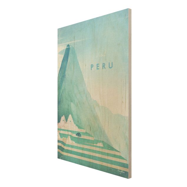 Prints på træ vintage Travel Poster - Peru