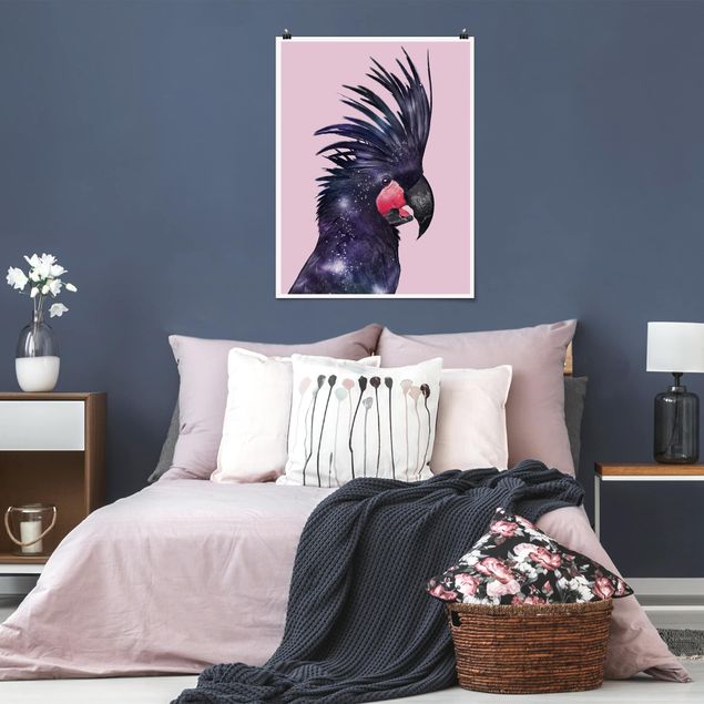 Plakater kunsttryk Cockatoo With Galaxy