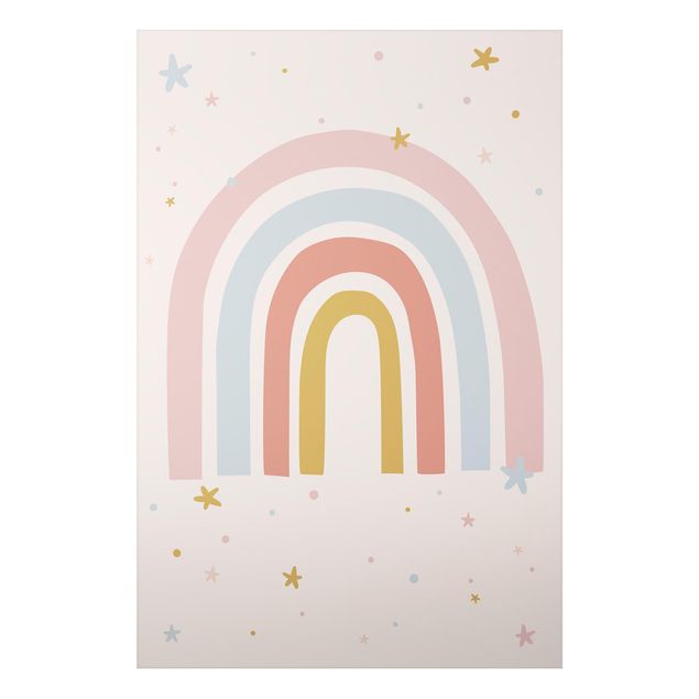 Billeder bjerge Big Rainbow With Stars And Dots