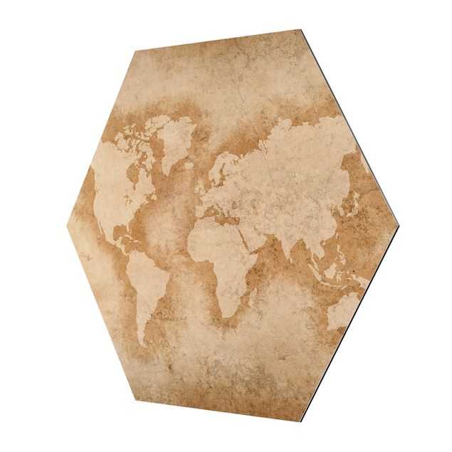 Sekskantede billeder Antique World Map