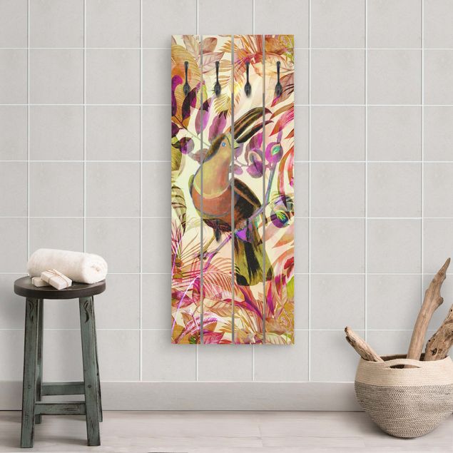 Knagerækker trælook Colourful Collage - Toucan