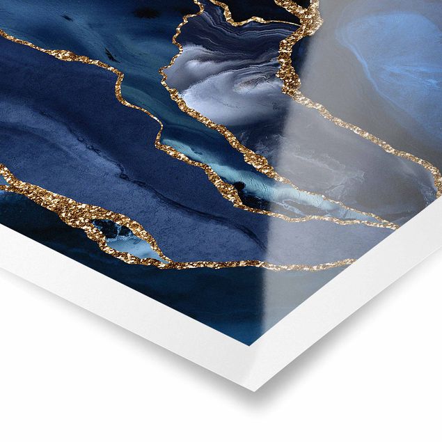 Billeder Uta Naumann Golden Glitter Waves Blue Backdrop