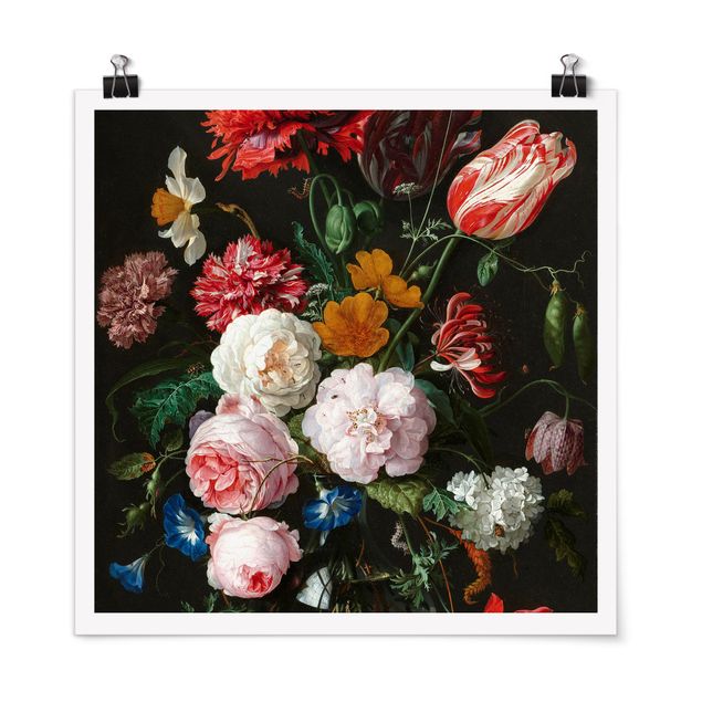 Plakater blomster Jan Davidsz De Heem - Still Life With Flowers In A Glass Vase