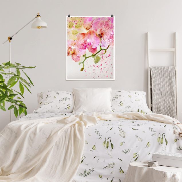 Plakater blomster Watercolour Flowers Orchids