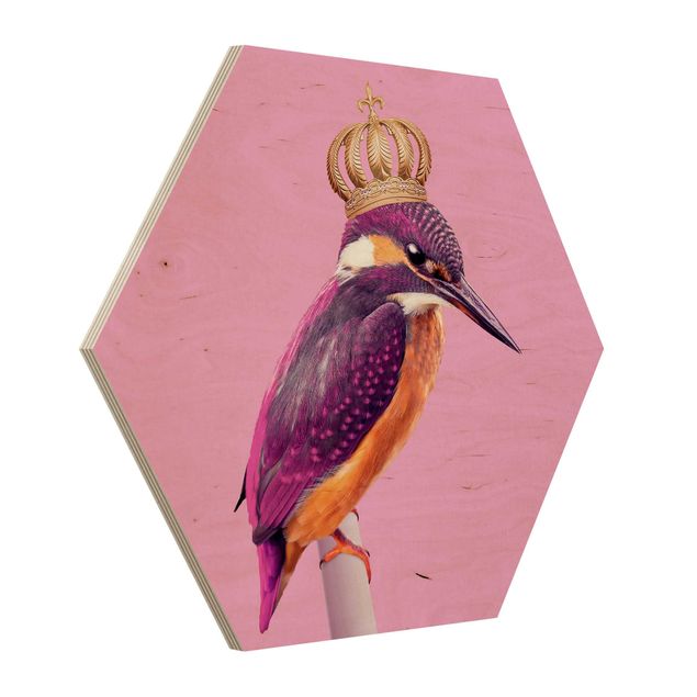 Sekskantede billeder Pink Kingfisher With Crown