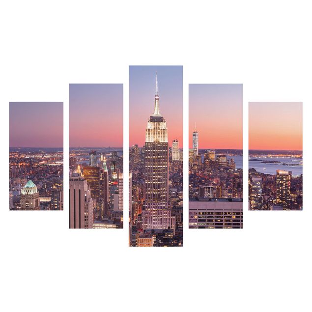 Billeder på lærred arkitektur og skyline Sunset Manhattan New York City
