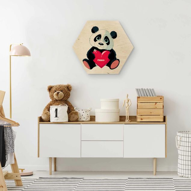Prints på træ ordsprog Panda With Heart