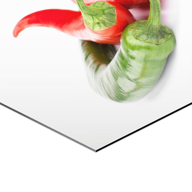 Sekskantede billeder Red and green peppers