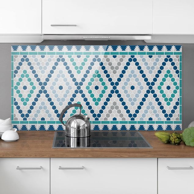 køkken dekorationer Moroccan tile pattern turquoise blue