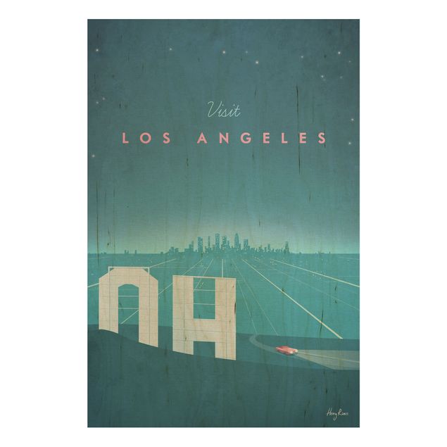 Prints på træ vintage Travel Poster - Los Angeles