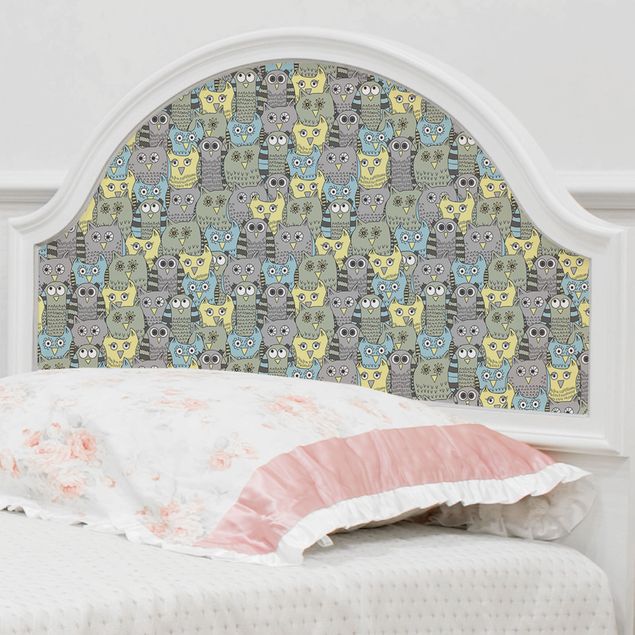 Møbelfolier mønstre Pattern With Funny Owls Blue