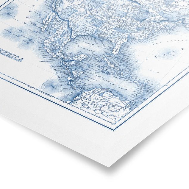 Billeder blå Map In Blue Tones - North America