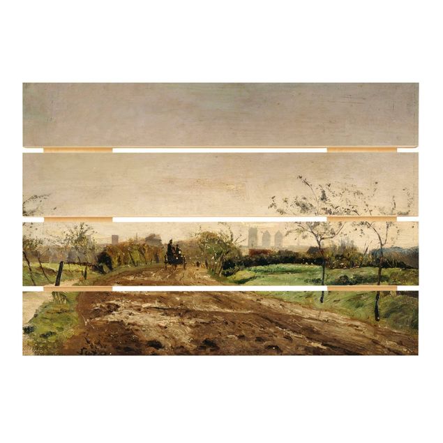 Prints på træ landskaber Otto Modersohn - Morning Landscape with Carriage near Münster